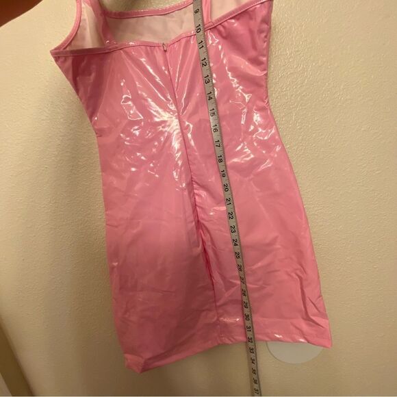 Barbie pink vinyl Superdown Kylee Mini Dress sexy club party festival cosplay S - Picture 5 of 11